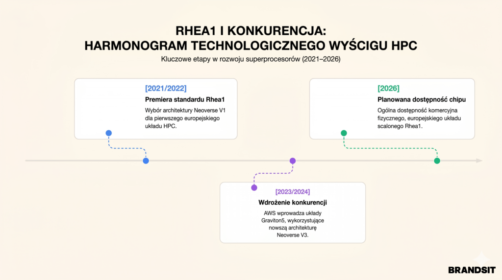 Spóźniona suwerenność. Europejski super-procesor Rhea1 wchodzi w fazę testów, ale rynkowy zegar tyka szybciej 2 RHEA1 - oś czasu
